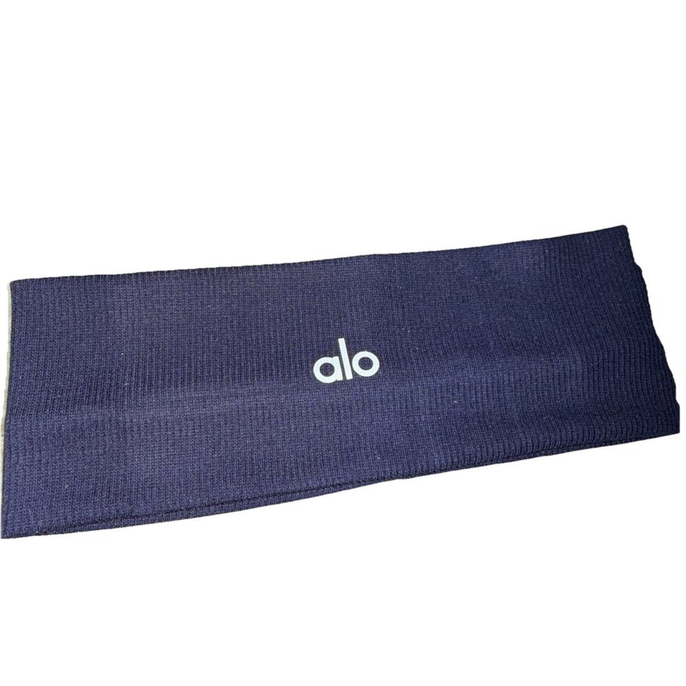 Alo Navy Ribbed Headband Unisex Adults One Size Athletic Fitness Yoga Solid I